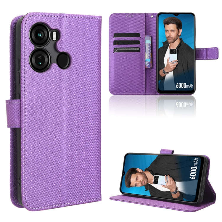 For Itel P40 Diamond Texture Leather Phone Case(Purple)
