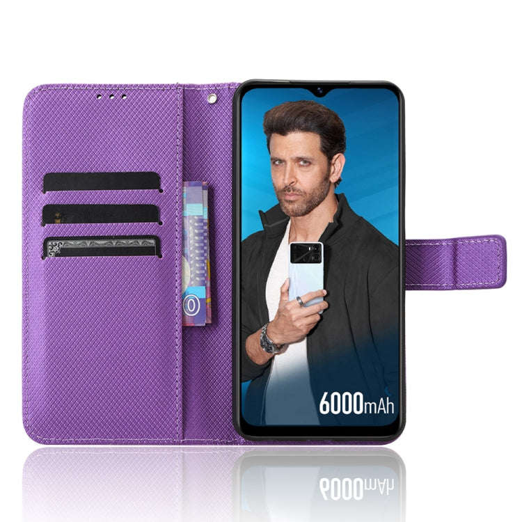 For Itel P40 Diamond Texture Leather Phone Case(Purple)
