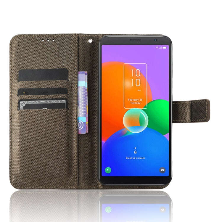 For TCL 403 Diamond Texture Leather Phone Case(Brown)
