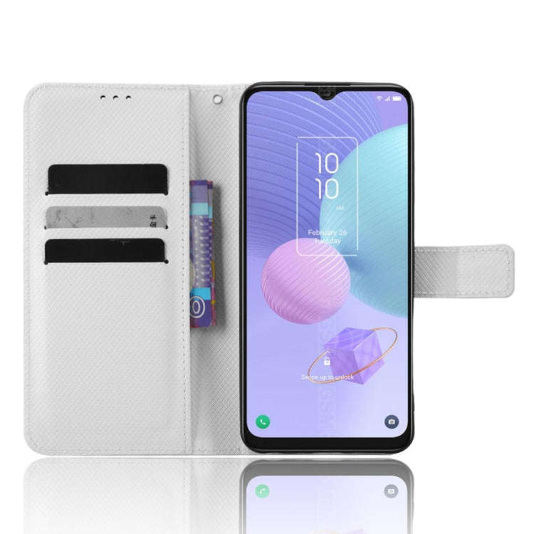 For TCL 408 Diamond Texture Leather Phone Case(White)
