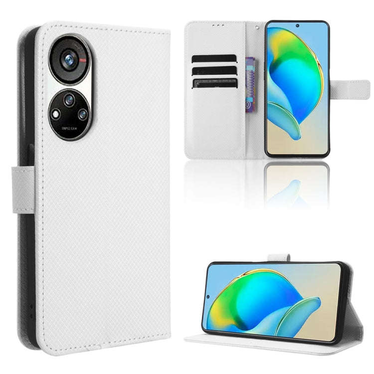 For ZTE Blade V40s Diamond Texture Leather Phone Case(White)