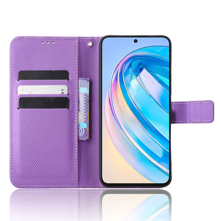For Honor X8a Diamond Texture Leather Phone Case(Purple)