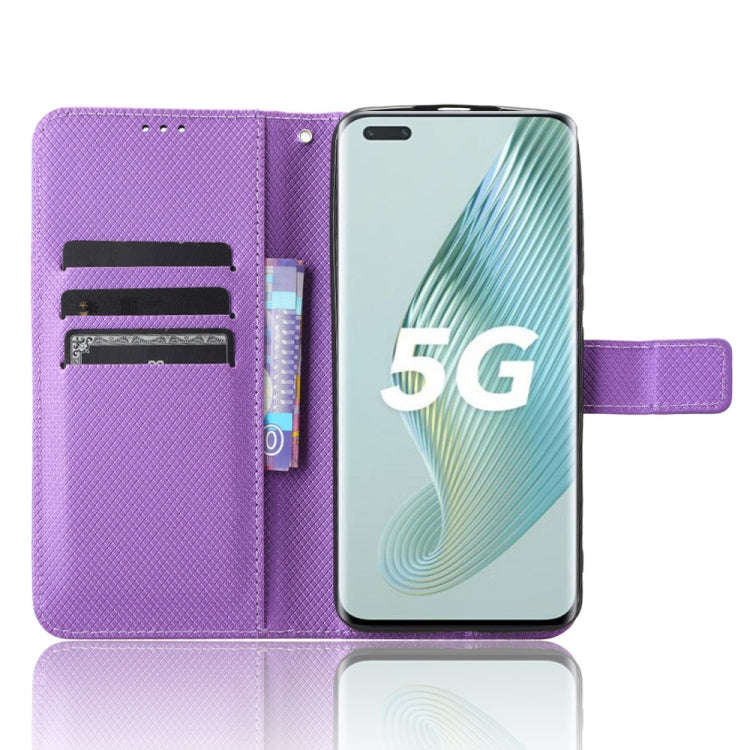 For Honor Magic5 Pro Diamond Texture Leather Phone Case(Purple)