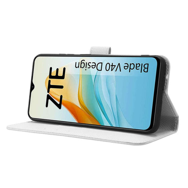 For ZTE Blade V40 Design Diamond Texture Leather Phone Case(White)