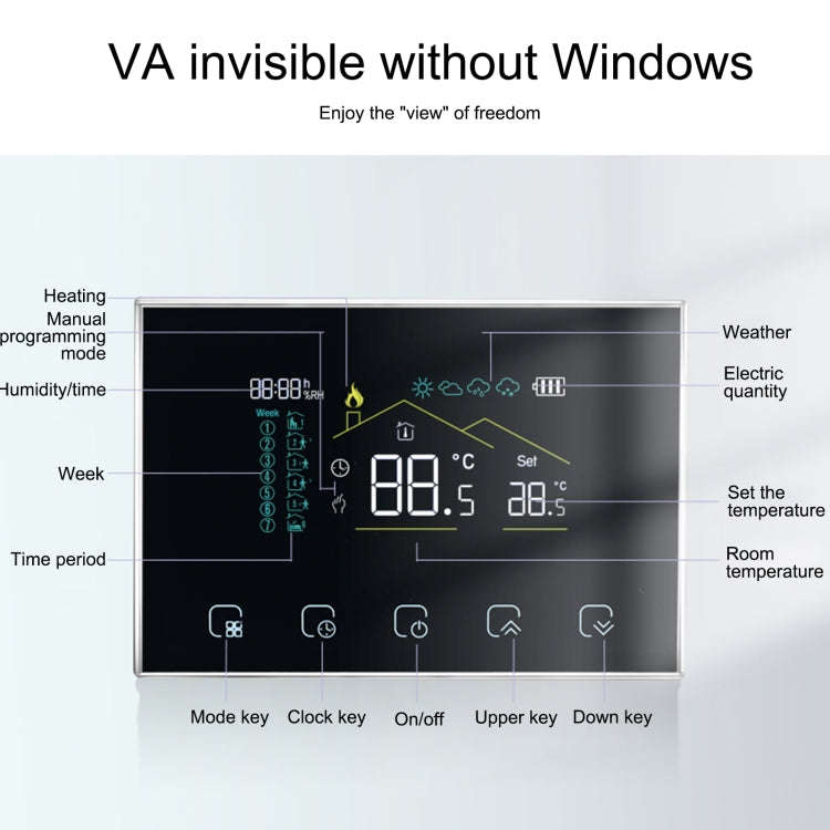 BHT-8000RF-VA- GAC Wireless Smart LED Screen Thermostat Without WiFi, Specification:Water / Boile...