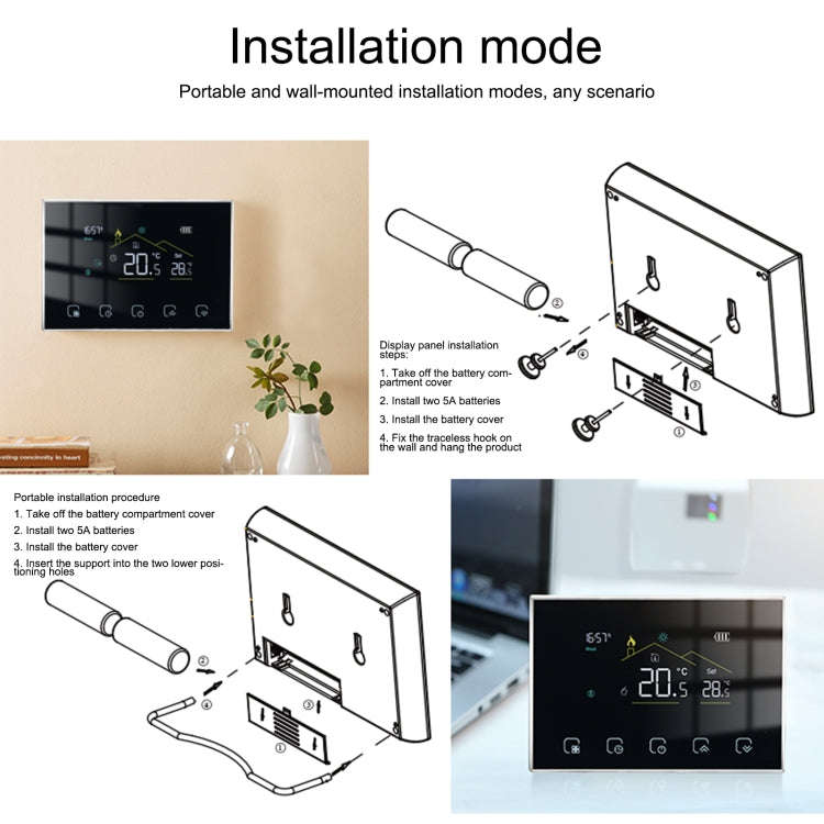 BHT-8000RF-VA- GAC Wireless Smart LED Screen Thermostat Without WiFi, Specification:Water / Boile...