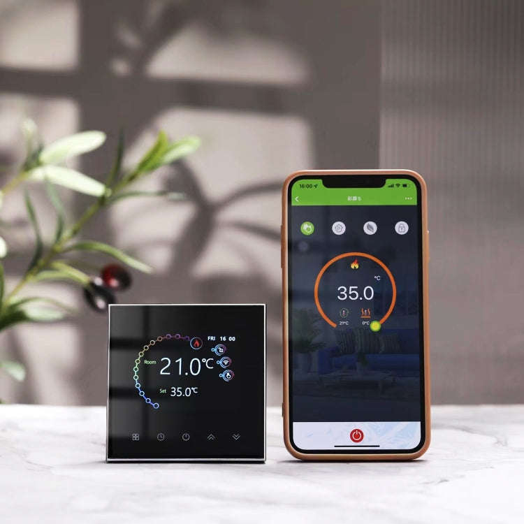 BHT-2002GBLM 220V Smart Home Heating Thermostat Electric Heating WiFi Thermostat with External Se...