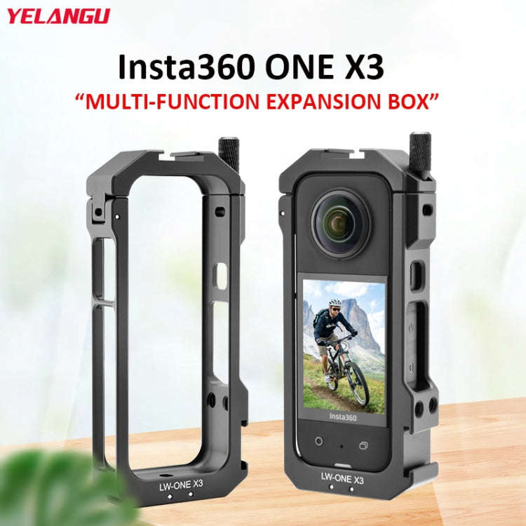 For Insta360 X3 YELANGU LW-ONE X3 Metal Cage Extended Frame Case With T1 Tripod
