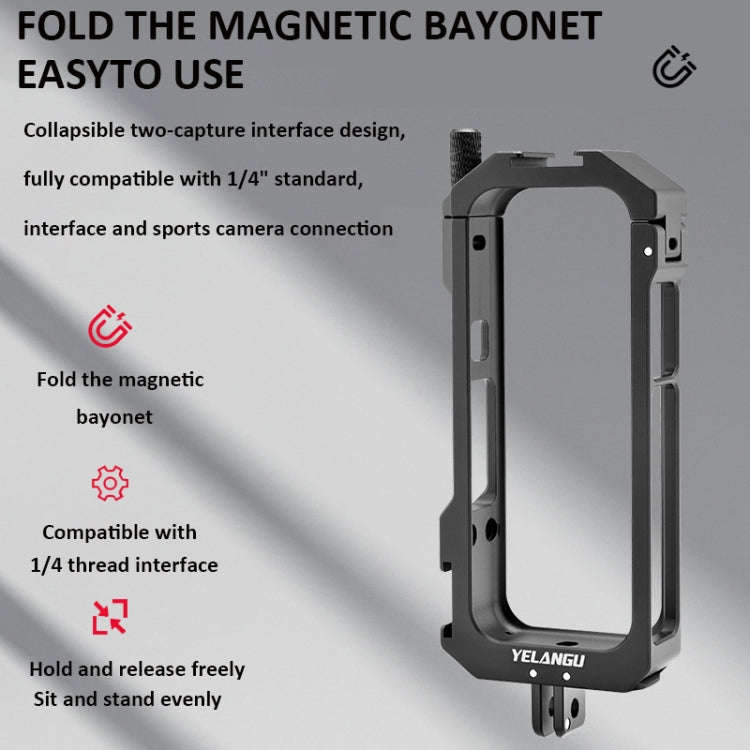 For Insta360 X3 YELANGU LW-ONE X3 Metal Cage Extended Frame Case With T1 Tripod