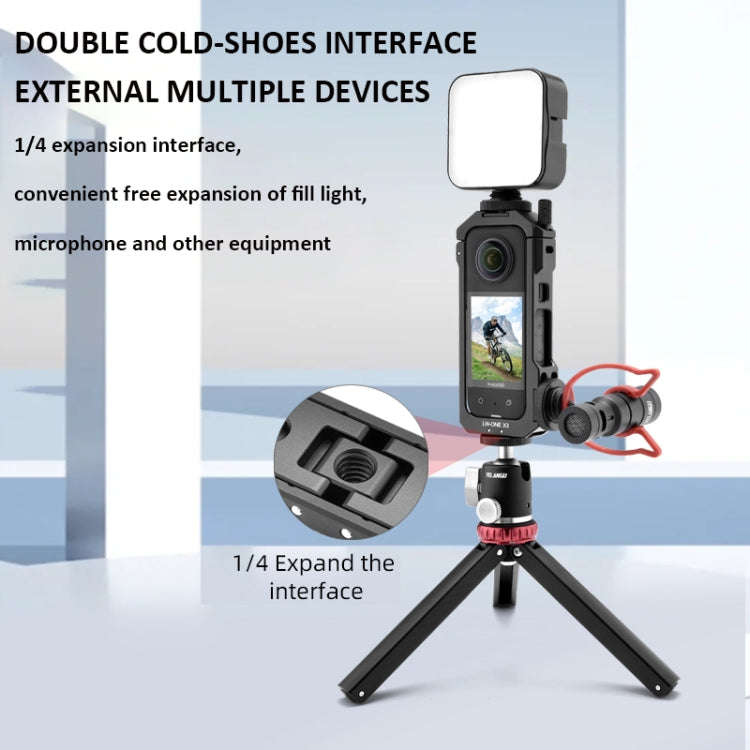 For Insta360 X3 YELANGU LW-ONE X3 Metal Cage Extended Frame Case With T1 Tripod