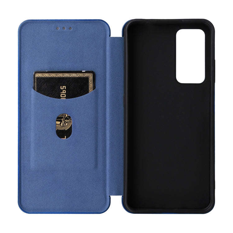 For Blackview A85 Carbon Fiber Texture Flip Leather Phone Case(Blue)