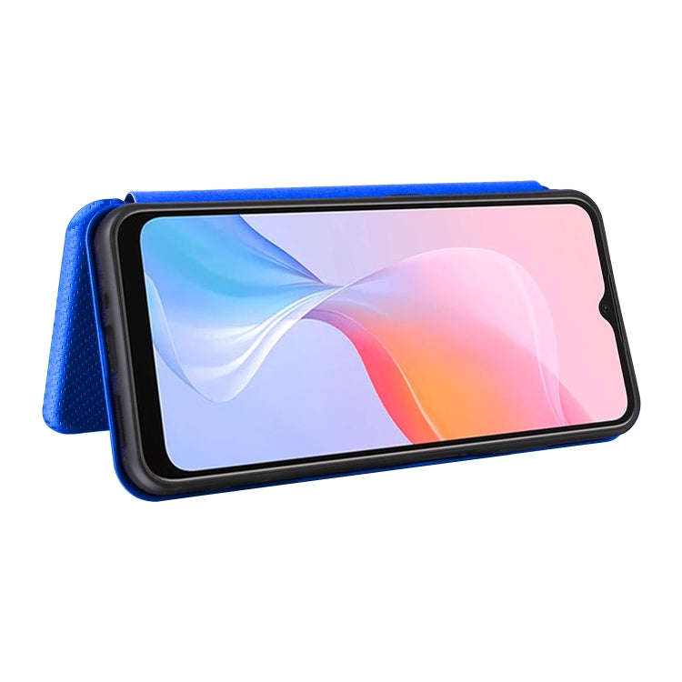 For Blackview A85 Carbon Fiber Texture Flip Leather Phone Case(Blue)
