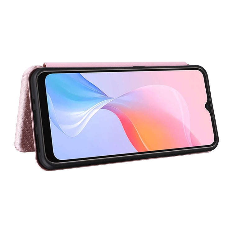 For Blackview A85 Carbon Fiber Texture Flip Leather Phone Case(Pink)