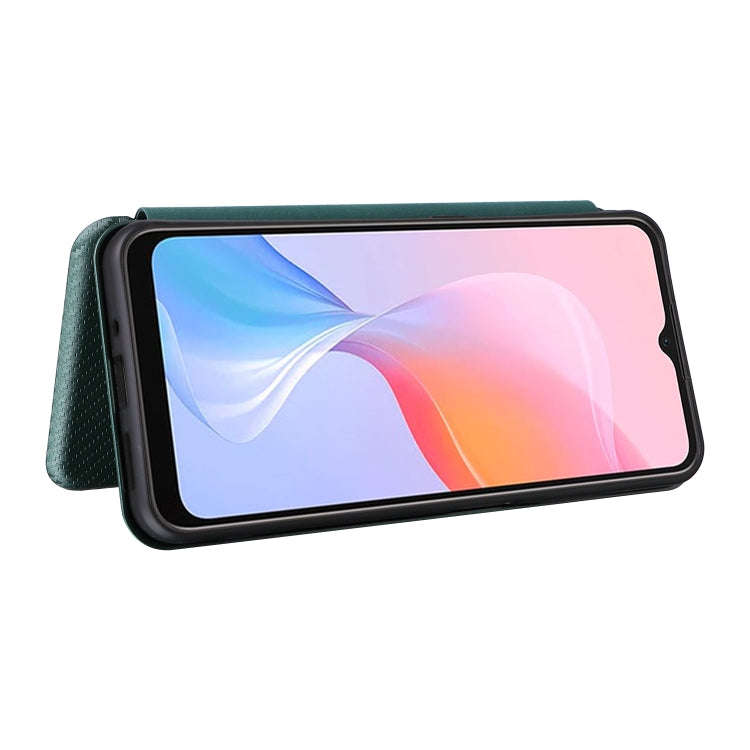 For Blackview A85 Carbon Fiber Texture Flip Leather Phone Case(Green)