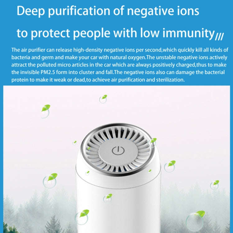 Y-20 Desktop Car Negative Ion Air Purifier(White)