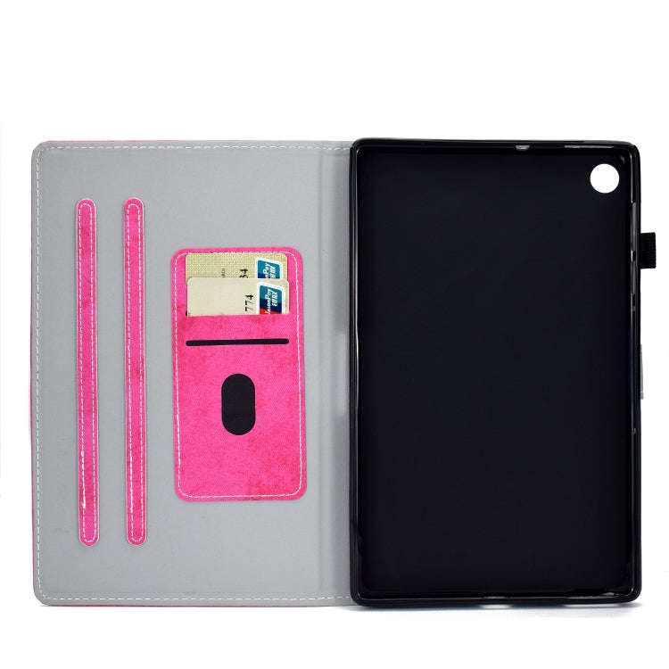 For Huawei MatePad SE Marble Style Cloth Texture PU Tablet Protective Case(Rose Red)