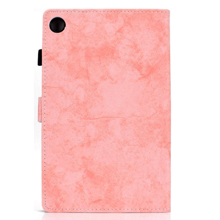 For Huawei MatePad SE Marble Style Cloth Texture PU Tablet Protective Case(Pink)