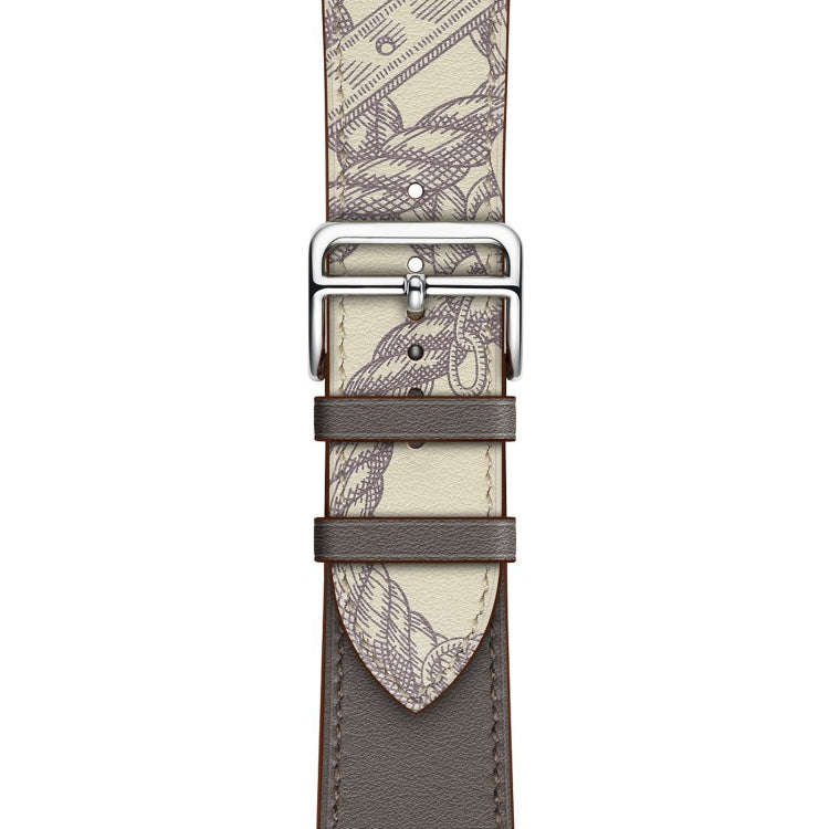 For Apple Watch Series 9&8&7 41mm / SE 3&SE 2&6&SE&5&4 40mm / 3&2&1 38mm Silk Screen Pattern Leat...