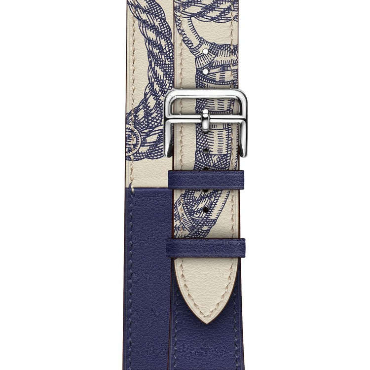 For Apple Watch Series 7 41mm / 6 & SE & 5 & 4 40mm / 3 & 2 & 1 38mm Silk Screen Pattern Leather ...