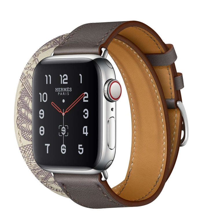 For Apple Watch Series 7 41mm / 6 & SE & 5 & 4 40mm / 3 & 2 & 1 38mm Silk Screen Pattern Leather ...
