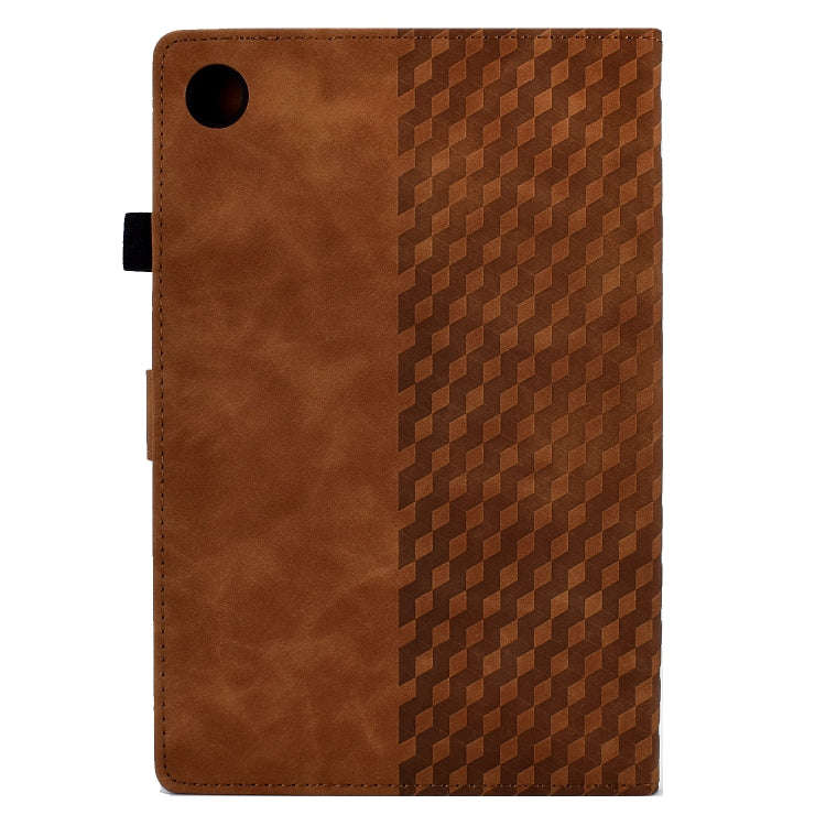 For Huawei MatePad SE Rhombus Embossed Leather Tablet Case(Brown)