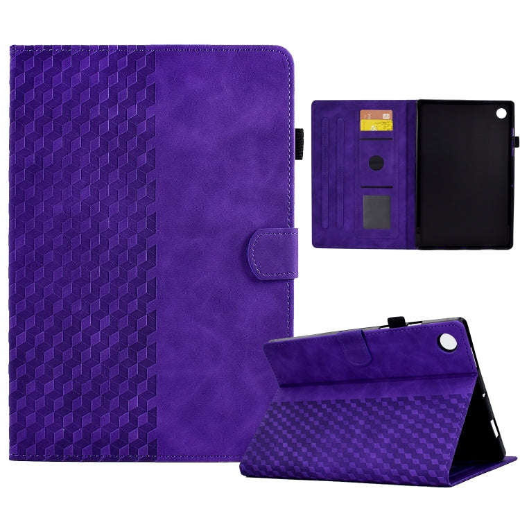 For Huawei MatePad SE Rhombus Embossed Leather Tablet Case(Purple)