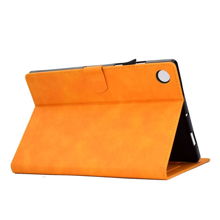 For Huawei MatePad SE Peony Butterfly Embossed Leather Tablet Case(Khaki)