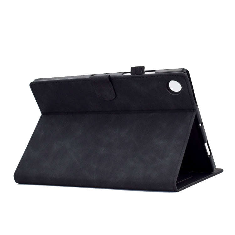 For Huawei MatePad SE Peony Butterfly Embossed Leather Tablet Case(Black)