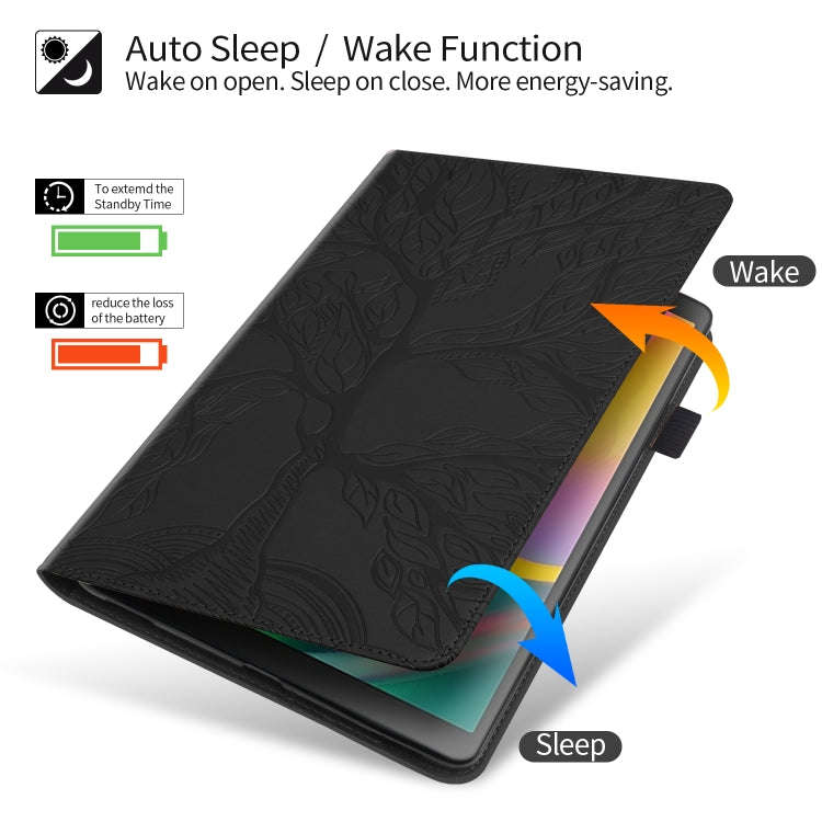 For Huawei Matepad SE 10.4 2022 Life Tree Embossed Flip Leather Tablet Case(Black)