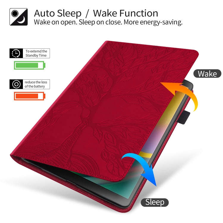 For Huawei Matepad SE 10.4 2022 Life Tree Embossed Flip Leather Tablet Case(Red)