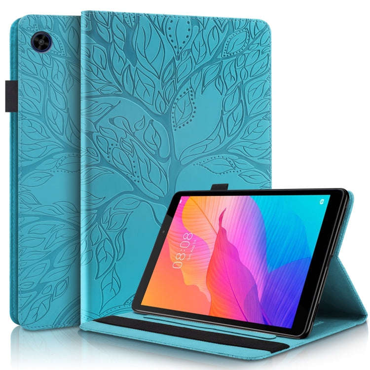 For Huawei Matepad SE 10.4 2022 Life Tree Embossed Flip Leather Tablet Case(Lake Blue)