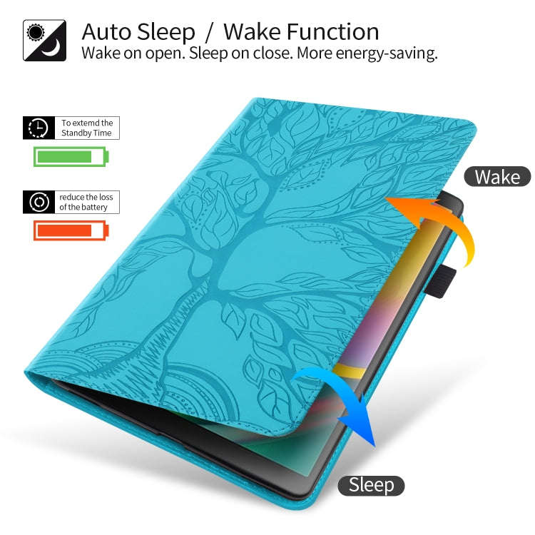 For Huawei Matepad SE 10.4 2022 Life Tree Embossed Flip Leather Tablet Case(Lake Blue)