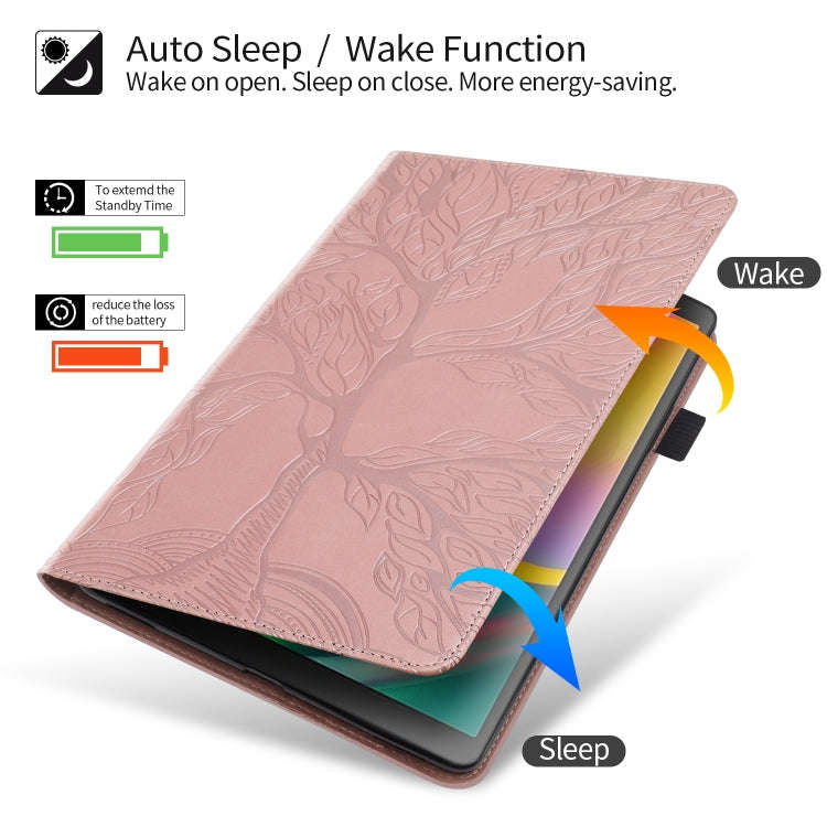 For Huawei Matepad SE 10.4 2022 Life Tree Embossed Flip Leather Tablet Case(Rose Gold)