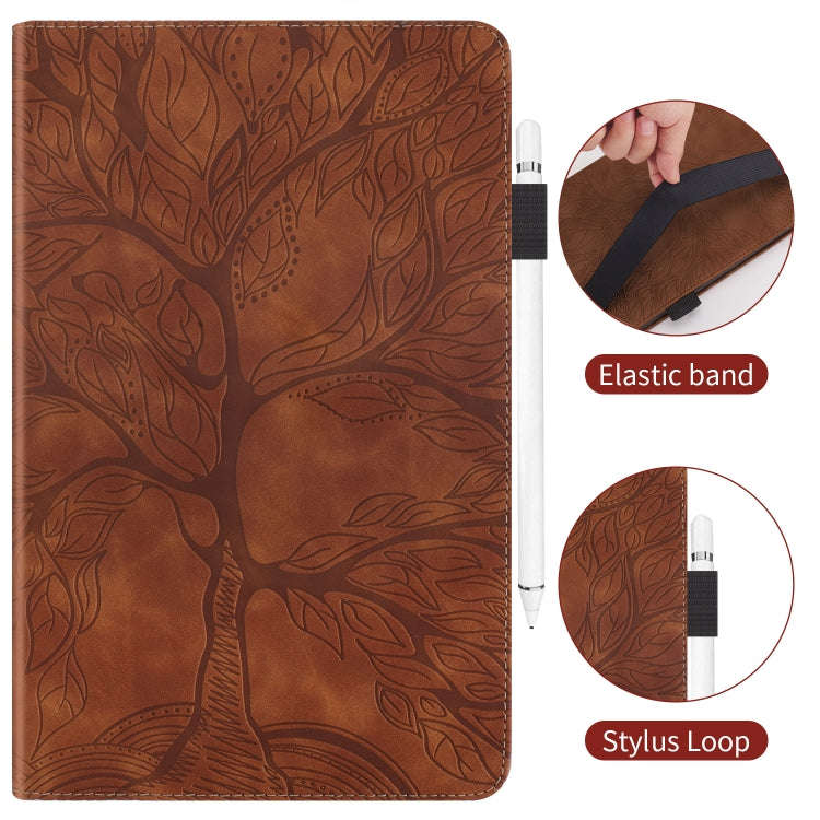 For Huawei Matepad SE 10.4 2022 Life Tree Embossed Flip Leather Tablet Case(Brown)