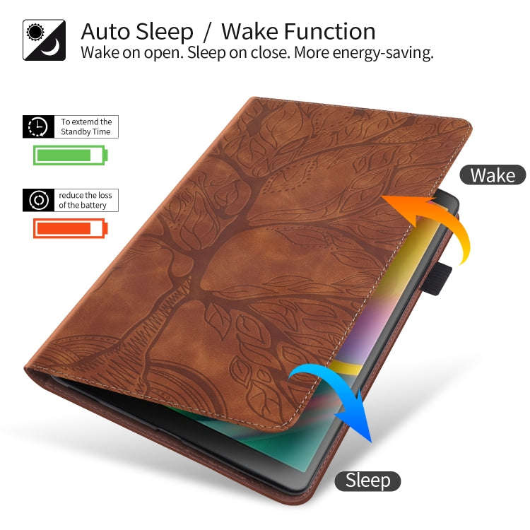 For Huawei Matepad SE 10.4 2022 Life Tree Embossed Flip Leather Tablet Case(Brown)