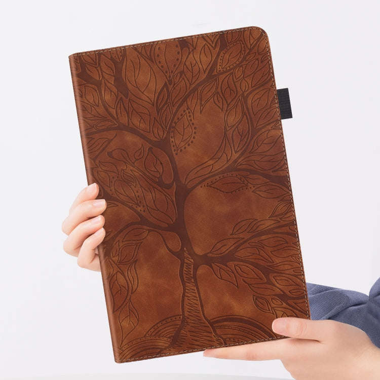 For Huawei Matepad SE 10.4 2022 Life Tree Embossed Flip Leather Tablet Case(Brown)