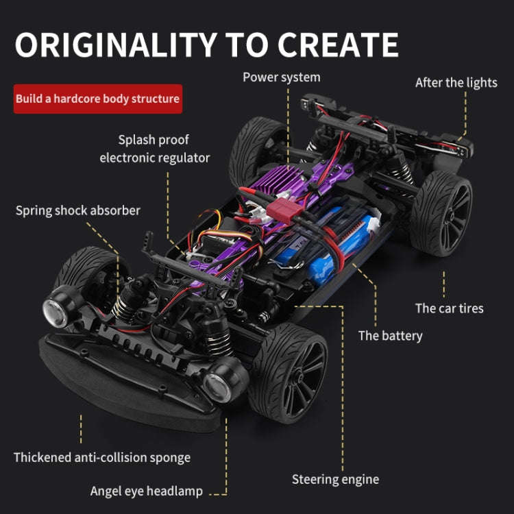JJR/C Q142 Full Scale Electric Four-wheel Drive Muscle High Speed Drift RC Car(Blue)