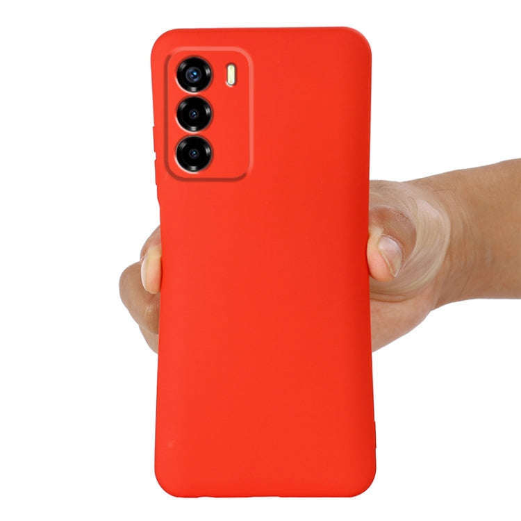 For ZTE Blade V40 Vita Pure Color Liquid Silicone Shockproof Full Coverage Phone Case(Red)
