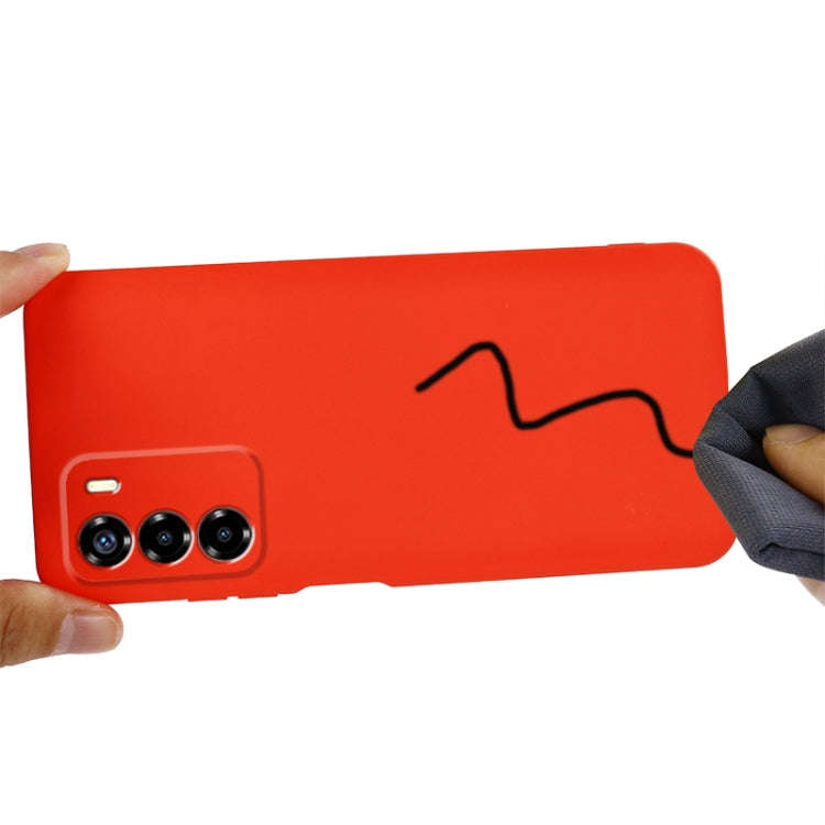 For ZTE Blade V40 Vita Pure Color Liquid Silicone Shockproof Full Coverage Phone Case(Red)
