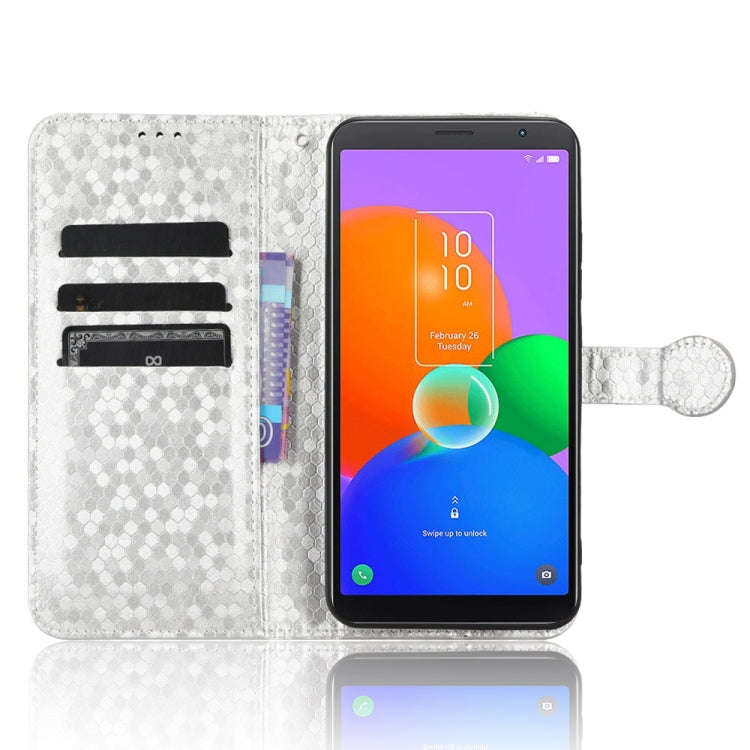 For TCL 403 Honeycomb Dot Texture Leather Phone Case(Silver)