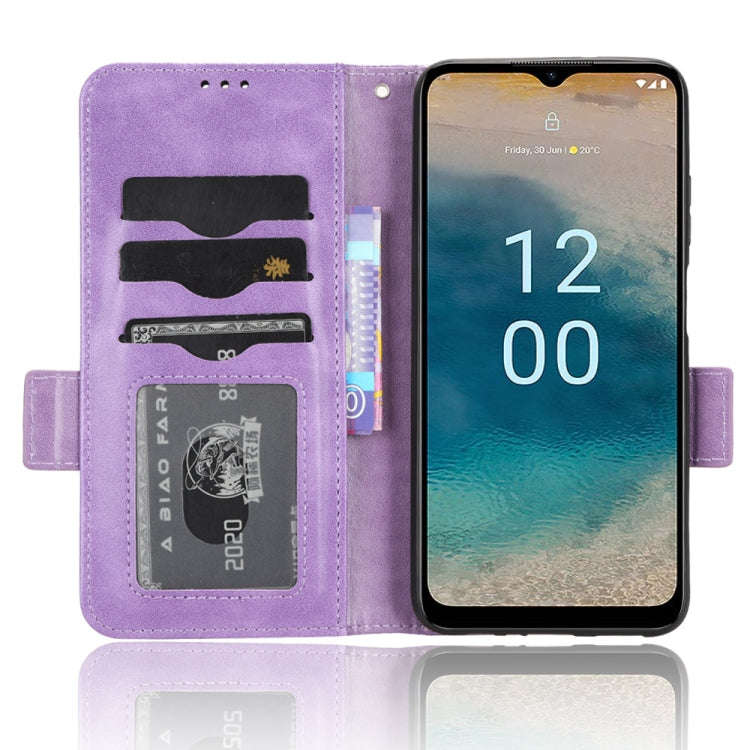 For Nokia G22 4G Symmetrical Triangle Leather Phone Case(Purple)