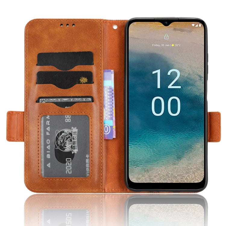 For Nokia G22 4G Symmetrical Triangle Leather Phone Case(Brown)