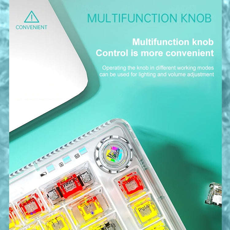 AULA F68 Transparent Customized Wired/Wireless/Bluetooth Three Model RGB Pluggable Mechanical Key...