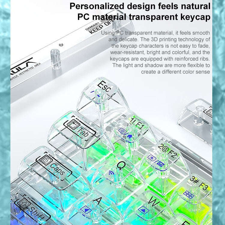 AULA F68 Transparent Customized Wired/Wireless/Bluetooth Three Model RGB Pluggable Mechanical Key...