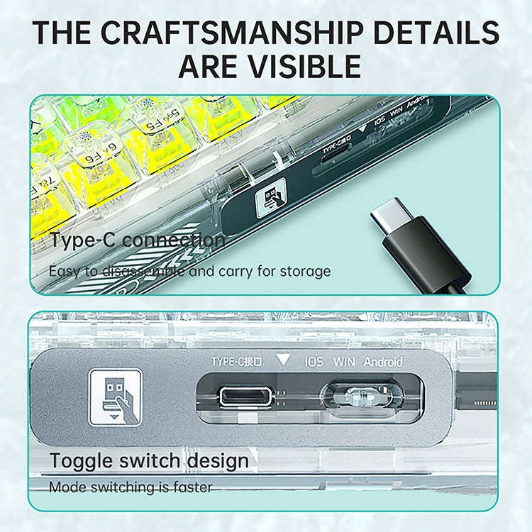 AULA F68 Transparent Customized Wired/Wireless/Bluetooth Three Model RGB Pluggable Mechanical Key...
