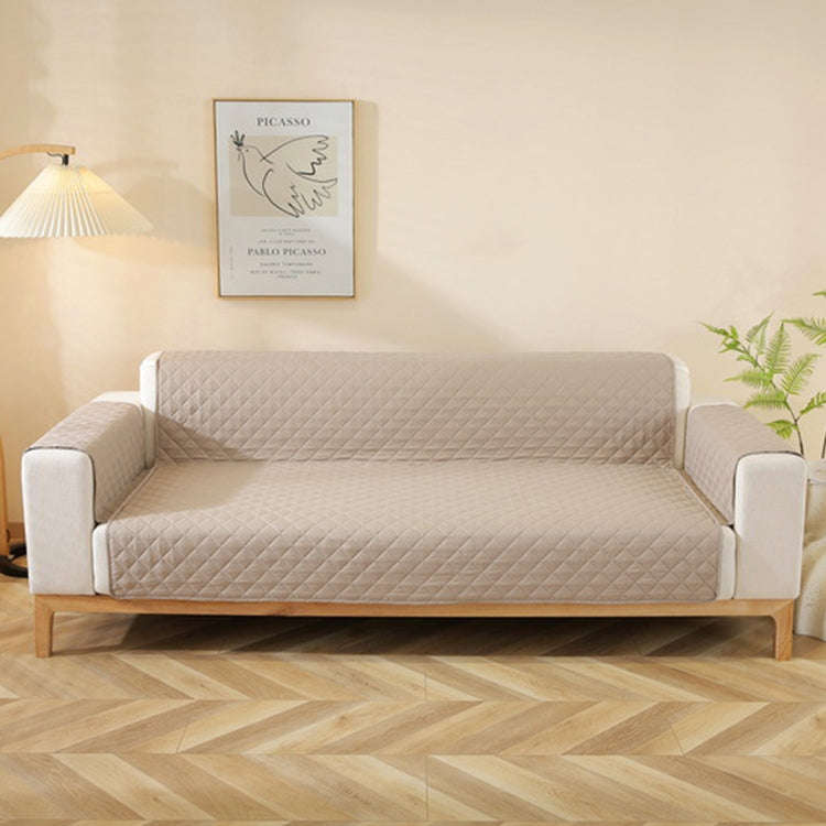Double-sided Waterproof Pet Cushion Diamond Pattern Sofa Cover, Size:55x196cm(Khaki)