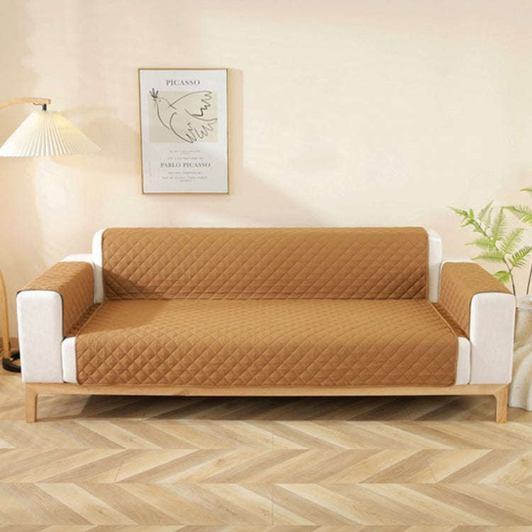 Double-sided Waterproof Pet Cushion Diamond Pattern Sofa Cover, Size:55x196cm(Yellow Coffee)