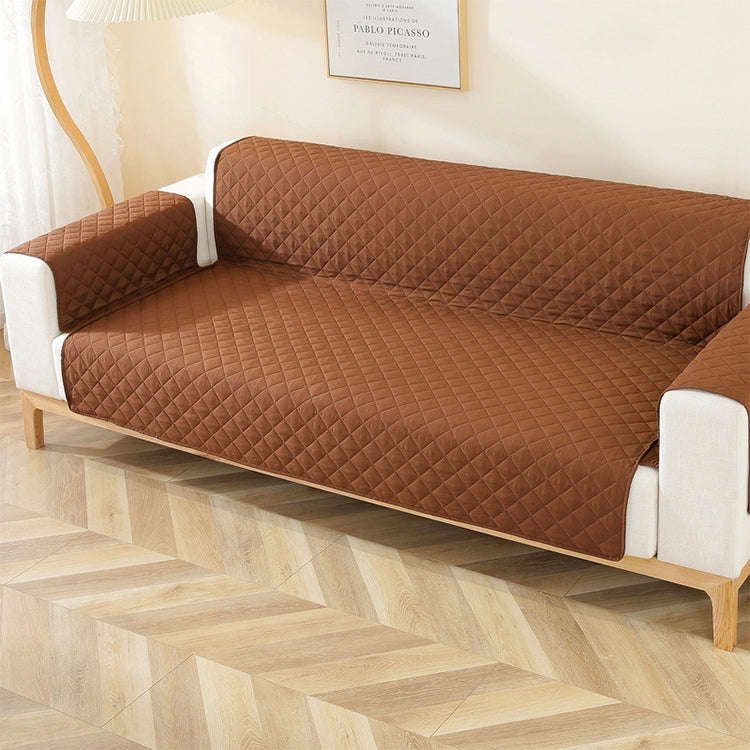 Double-sided Waterproof Pet Cushion Diamond Pattern Sofa Cover, Size:250x196cm(Coffee)