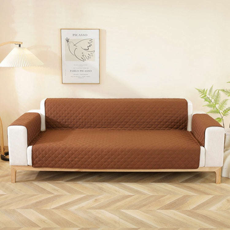 Double-sided Waterproof Pet Cushion Diamond Pattern Sofa Cover, Size:250x196cm(Coffee)