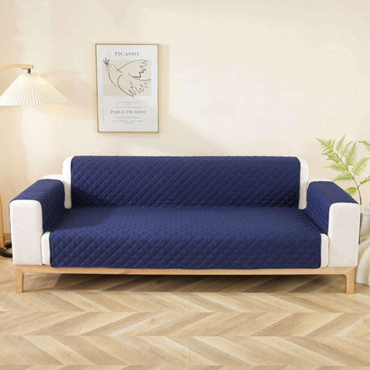 Double-sided Waterproof Pet Cushion Diamond Pattern Sofa Cover, Size:250x196cm(Navy Blue)